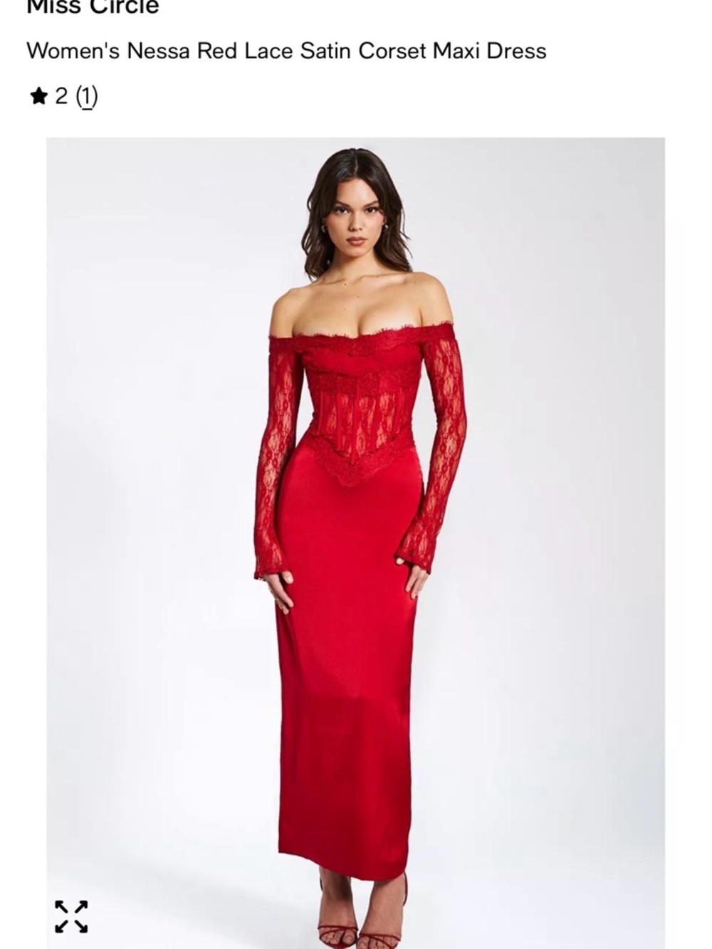 Miss Circle Nessa Red Lace Satin Corset Maxi Dress